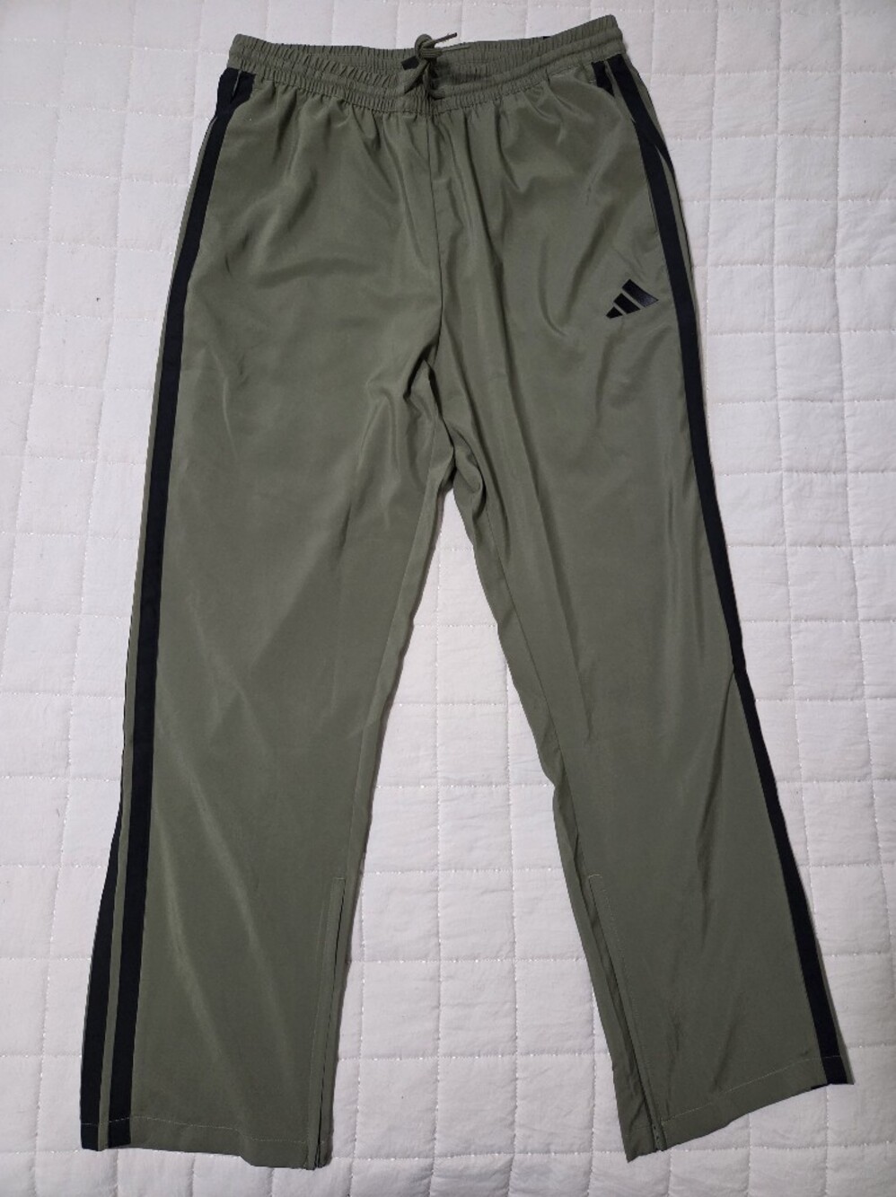 adidas Olive Green Joggers with Black Side Stripes